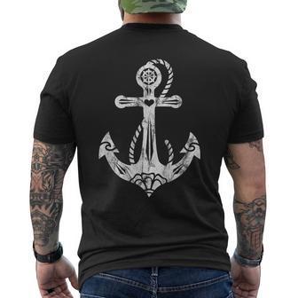 Anchor Symbol Sacred Rose Heart Tattoo Style Mens Back Print T-shirt | Mazezy