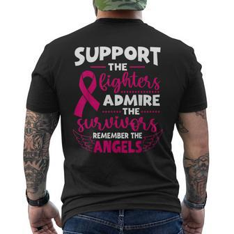 Angel Wing Pink Support The Fighters Breast Cancer Awareness Men's T-shirt Back Print