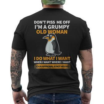 Angry Penguin Im A Grumpy Old Woman I Do What I Want Men's Back Print T-shirt | Mazezy