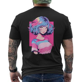 Anime Girl Anime Otaku Japanese Aesthetic Mens Back Print T-shirt | Mazezy