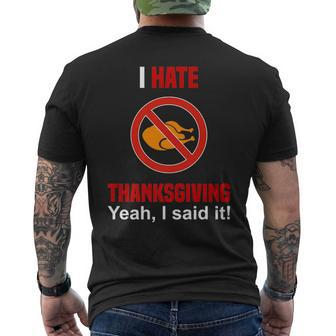 Anti Thanksgiving Funny I Hate Thanksgiving Mens Back Print T-shirt | Mazezy