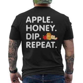 Apple Honey Dip Repeat Rosh Hashanah Jewish New Year Men's T-shirt Back Print | Mazezy