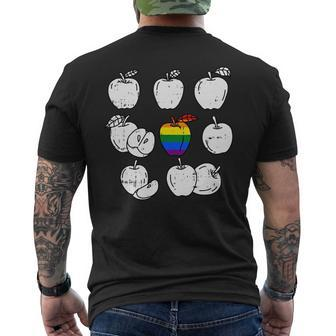 Apple Picking Gay Pride Lgbt-Q Retro Pride Flag Fruit Mens Back Print T-shirt | Mazezy