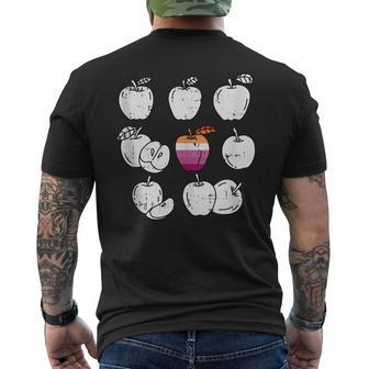 Apple Picking Lesbian Lgbt-Q Retro Pride Flag Fruit Mens Back Print T-shirt | Mazezy