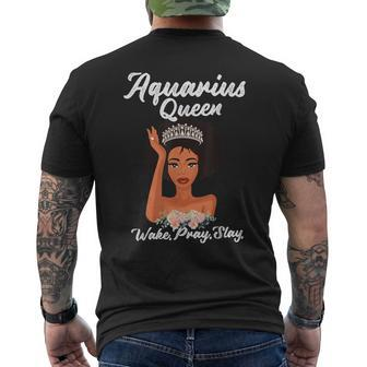 Aquarius Queen Wake Pray Slay T Men's T-shirt Back Print | Mazezy AU