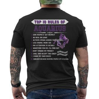 Aquarius Zodiac Birthday Top 10 Rules Of Aquarius Men's T-shirt Back Print | Mazezy DE