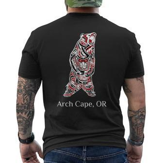 Arch Cape Oregon Native American Indian Brown Grizzly Bear Men's T-shirt Back Print | Mazezy