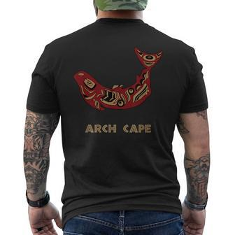 Arch Cape Oregon Salmon Native American Indian Fisherman Men's T-shirt Back Print | Mazezy