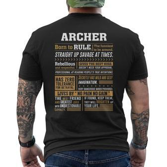 Archer Name Gift Archer Born To Rule Mens Back Print T-shirt - Seseable