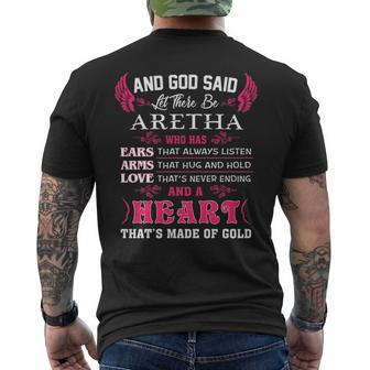 Aretha Name Gift And God Said Let There Be Aretha V2 Mens Back Print T-shirt - Seseable