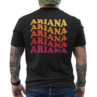 Ariana First Name Pride Groovy Hippie Retro Mens Back Print T-shirt | Mazezy