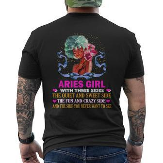 Aries Girl Has Three Sides Birthday Aries Funny Gifts Mens Back Print T-shirt | Mazezy