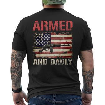 Armed And Dadly Deadly Father For Fathers Day Usa Flag Mens Back Print T-shirt | Mazezy