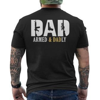 Armed And Dadly Funny Deadly Father Gifts For Fathers Day Mens Back Print T-shirt - Thegiftio UK
