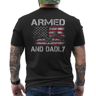 Armed And Dadly Funny Gun Lover Dad Usa Flag Fathers Day  Mens Back Print T-shirt