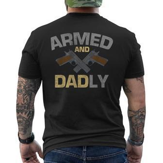 Armed And Dadly Guns Military Soldiers Father Mens Back Print T-shirt | Mazezy