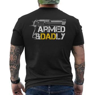 Armed And Dadly Veteran Dad Gun Men's Crewneck Short Sleeve Back Print T-shirt