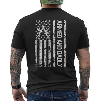 Armed And Dadly Deadly Father Fathers Day Gun Pun Men's Back Print T-shirt | Mazezy DE