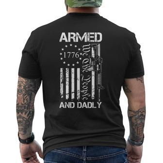 Armed And Dadly Deadly Father For Fathers Day Usa Flag Men's Back Print T-shirt | Mazezy CA