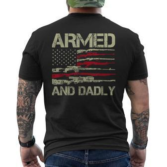 Armed And Dadly Deadly Father For Fathers Day Usa Flag Men's Back Print T-shirt | Mazezy AU