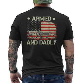 Armed And Dadly Dadly Fathers Day Men's Back Print T-shirt | Mazezy