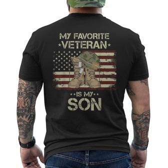 Army Veterans Day My Favorite Veteran Is My Son Men's T-shirt Back Print - Thegiftio