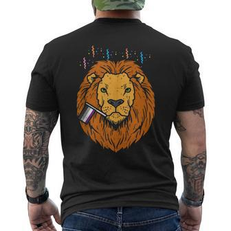 Asexual Flag Lion Lgbt Pride Month Ace Pride Stuff Animal Mens Back Print T-shirt | Mazezy