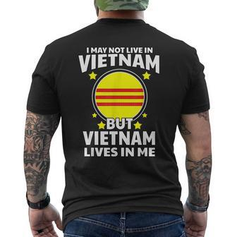 Asia Proud Vietnamese Vietnam Live In Me Flag Yellow Red Mens Back Print T-shirt | Mazezy