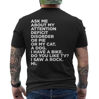 Ask Me About My Attention Deficit Disorder Adhd Quote Men's T-shirt Back Print | Mazezy AU