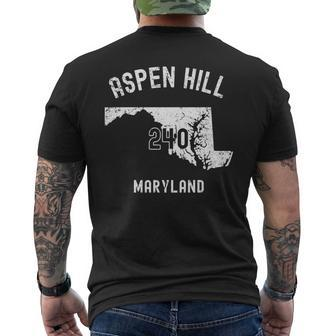Aspen Hill Maryland Md 240 Vintage Athletic Style Men's T-shirt Back Print | Mazezy