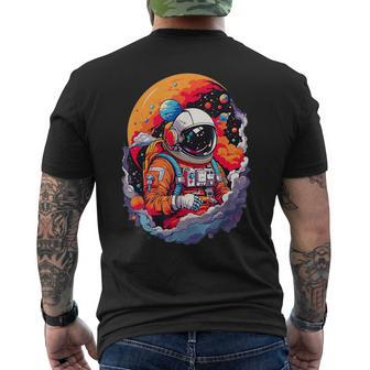 Astronaut In Space Astronaut With Planets Spaceman Men's T-shirt Back Print | Mazezy