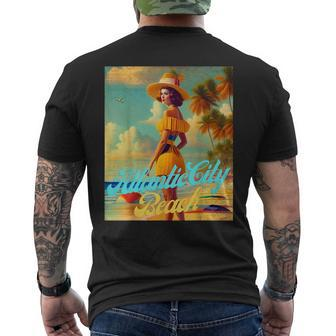 Atlantic City Beach New Jersey Parasdise Beautiful Woman Mens Back Print T-shirt | Mazezy