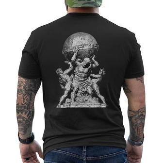 Atlas Greek Mythology Illustration Greece Greek Gods Men's T-shirt Back Print | Mazezy