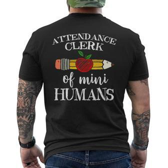 Attendance Clerk Of Mini Humans Office Team Men's T-shirt Back Print | Mazezy