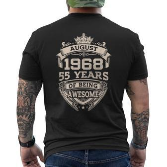 August 1968 55 Years Of Being Awesome 55Th Birthday Mens Back Print T-shirt - Seseable