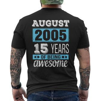 August 2005 August 15Th Birthday Men's T-shirt Back Print | Mazezy
