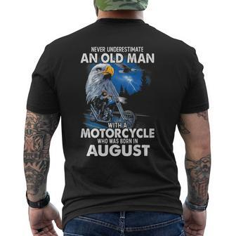 August Never Underestimate An Old Man With A Motorcycle Mens Back Print T-shirt - Seseable