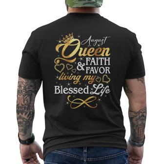August Queen Living My Blessed Life Birthday Queen Crown Mens Back Print T-shirt | Mazezy