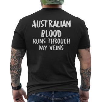 Australian Blood Runs Through My Veins Novelty Word Men's T-shirt Back Print - Seseable
