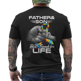 Autism Dad Father And Son Best Friends For Life Autism Men's Back Print T-shirt | Mazezy
