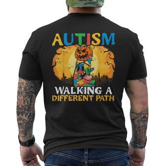 Autism Halloween Puzzle Trick Or Treat Autism Awareness Men's T-shirt Back Print - Monsterry AU