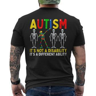 Autism Its A Different Ability Funny Dabbing Skeleton Mens Back Print T-shirt | Mazezy