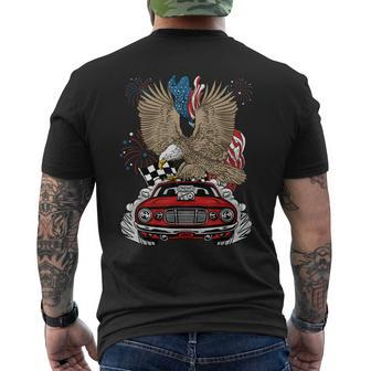 Auto Racing 4Th Of July Eagle Usa Flag Dragster Race  Mens Back Print T-shirt