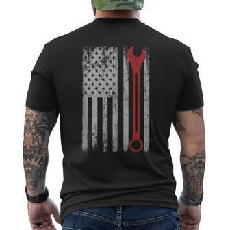 Auto Repairman Car Mechanic Wrench Workshop Tools Usa Flag Mechanic Funny Gifts Funny Gifts Mens Back Print T-shirt | Mazezy
