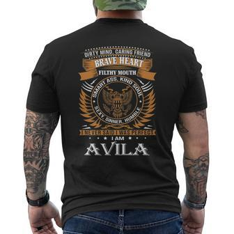 Avila Name Gift Avila Brave Heart Mens Back Print T-shirt - Seseable