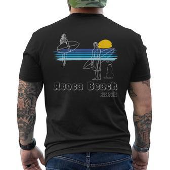 Avoca Beach Australia Surfing Beach Surf Guy With Dog Men's T-shirt Back Print | Mazezy