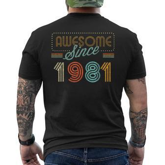 Awesome Since 1981 Year Of Birth Birthday Men's T-shirt Back Print | Mazezy