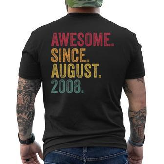 Awesome Since August 2008 15Th Birthday 15 Years Old Men's T-shirt Back Print | Mazezy