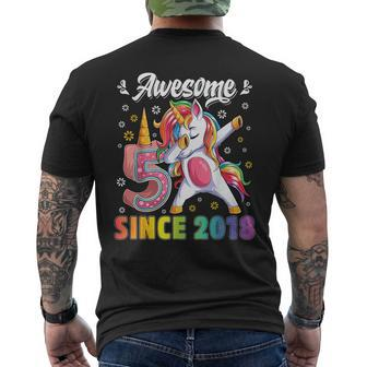 Awesome Dabbing Unicorn Birthday 5 Year Old Girl 5Th B-Day Mens Back Print T-shirt - Seseable