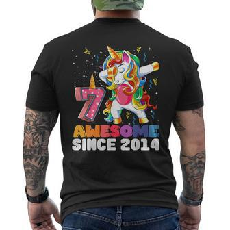 Awesome Dabbing Unicorn Birthday 7 Year Old Girl 7Th Bday Unicorn Funny Gifts Mens Back Print T-shirt | Mazezy